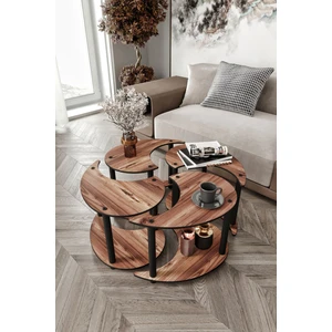 Yin Yang Unıty Serenıty Orta Sehpa 4 Lü Ceviz 70CM