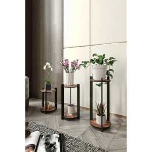 3 Lü  Yuvarlak Ceviz Çiçeklik