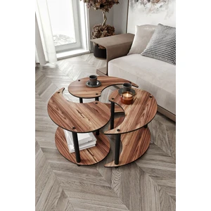 Yin Yang Unıty Serenıty Orta Sehpa 3 Lü Madran Ceviz 70CM
