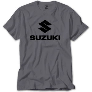 Z zepplin Suzuki Logo Text Black Gri Tişört