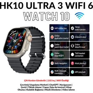 HK10 Ultra 3 Wifi 6 Amoled 2.02INÇ Yapay Zeka Destekli Uygulama Kasası Tiktok 4 Çekirdekli Chatgpt