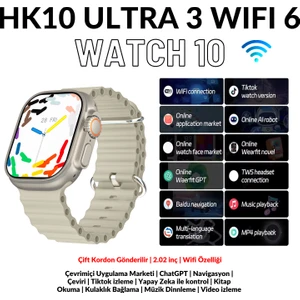 HK10 Ultra 3 Wifi 6 Amoled 2.02INÇ Yapay Zeka Destekli Uygulama Kasası Tiktok 4 Çekirdekli Chatgpt