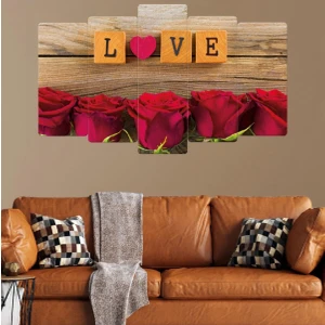 Zevahir Mobilya Dekorasyon 5 Parça Mdf Love Aşk Tablosu