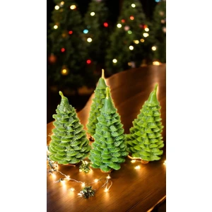 Nefha Candle 4' Lü Balmumu Yeni Yıl  (Noel,yılbaşı ) Konseptli Çam Ağaçı Mum