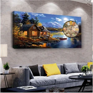 Zevahir Mobilya Dekorasyon Manzara 120 X 60 Saatli Kanvas Tablo