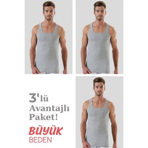 Arma Yıldız Erkek %100 Pamuklu Büyük Beden Atlet Gri 3'lü Paket