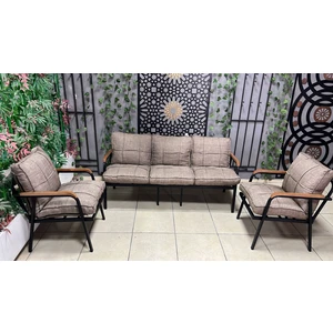 3+1+1 Zen Bahçe Takımı, Balkon, Bahçe, Cafe Mobilyası, Pofuduk Metal Çay Seti