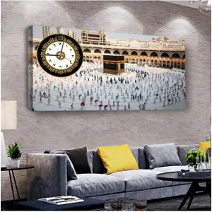 Zevahir Mobilya Dekorasyon Kabe Dini 100 X 50 Cm Saatli Kanvas Tablo