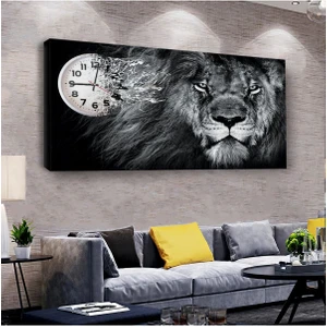 Zevahir Mobilya Dekorasyon Aslan 100 X 50 Cm Saatli Kanvas Tablo