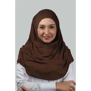 Hazır Türban Büzgülü Pileli Pratik Eşarp Tesettür Hijab - Namaz Örtüsü - Çikolata