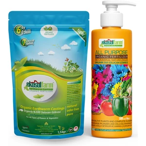Solucan Gübresi 1,5 kg + Ekosolfarm Sıvı Solucan Gübresi 500 ml Tüm Bitkilerde 4 Mevsim Kullanıma Uygun Organik Gübre