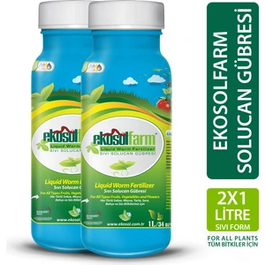 Organik Sıvı Solucan Gübresi 2 x 1 Litre Konsantre Organik Sıvı Yaprak Gübre