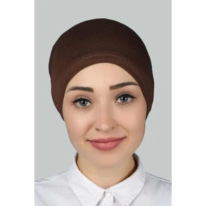 Hazır Pratik Geçmeli Lastikli Tesettür Bone - Çikolata