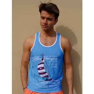 Miami Beach Desenli Sıfır Kol Nefes Alan Kumaş Erkek Atlet