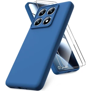 M.TK Moveteck Xiaomi Mi 14T Pro Kılıf Kamera Korumalı Renkli Yumuşak Mat Silikon + 9h Ekran Koruyucu Cam 2in1 Set