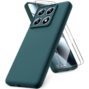 M.TK Moveteck Xiaomi Mi 14T Pro Kılıf Kamera Korumalı Renkli Yumuşak Mat Silikon + 9h Ekran Koruyucu Cam 2in1 Set
