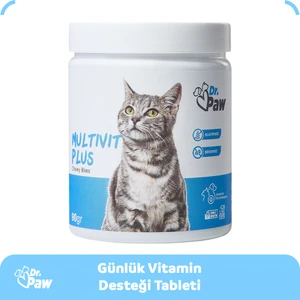 Dr. Paw Multivit Plus Kediler için Glütensiz ve Şekersiz Vitamin ve Mineral Destekleyici Çiğnenebilir Tablet (60 adet, 90 gr)
