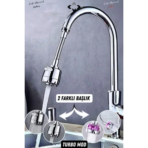 Oynar Başlıklı 2 Fonksiyonlu Esnek Ayarlanabilir Perlatör Musluk Ucu Başlığı Krom Kaplama Plastik