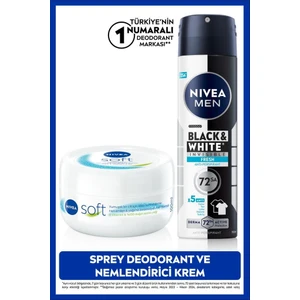MEN Erkek Sprey Deodorant Black&White Invisible Fresh 150ml ve Nemlendirici Vücut Bakım Kremi 100ml