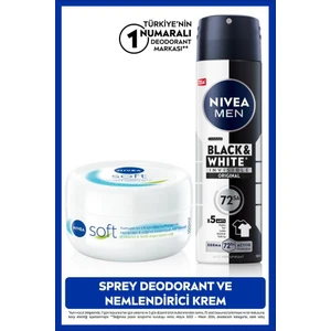MEN Erkek Sprey Deodorant Black&White Invisible Original ve Soft Nemlendirici Vücut Bakım Kremi100ml