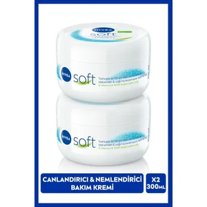 Soft Nemlendirici El Yüz ve Vücut Bakım Kremi 300ml, Jojoba Yağı, E Vitamini, Pürüzsüz Cilt, X2 Adet