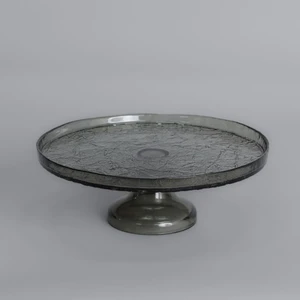 Gleam Cam 25 cm Ayaklı Servis Tabak Füme