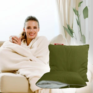 Tv Battaniyesi 145 x 205cm Yastık Battaniye Kırlent - Welsoft Battaniye - Tv Battaniye - Yolculuk Yastığı - Uçak Yastığı Yeşil