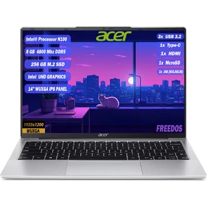 Aspire Lite AL14-31P-C452 Intel N100 8 GB 256 GB SSD 14'' IPS WUXGA Taşınabilir Bilgisayar FreeDos Notebook NX.KS8EY.001