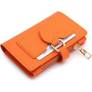 Just Polo Paul Brand Kadın Kilit Detaylı Yumuşak Turuncu Cüzdan Kartlık Pbu742