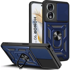 M.tk moveteck Honor 90 Kılıf Kamera Korumalı Sürgülü Yüzüklü Standlı Armor Military Tank Kızaklı Sert Silikon Kapak
