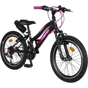 Cross Country 20" Çift Kat Alüminyum Jant, Önden Amortisörlü, 21 Vites Micro Shift, Kız Çocuk Bisikleti, Siyah-Fuşya