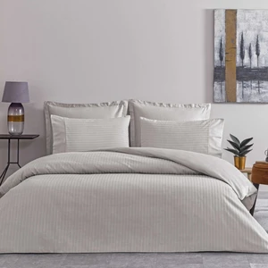 Premium Basic Saten Stripe Çift Kişilik Nevresim Takımı Gri