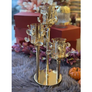 Gold Kristal Şamdan 3 Lü