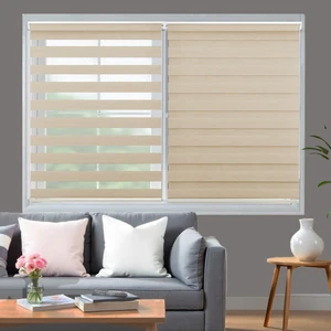 Krem Bambu Stor Zebra Perde, Oturma Odası Perdesi, Balkon Perdesi (Dayanıklı Alüminyum Kasa)