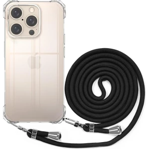 M.tk moveteck iPhone 16 Pro Max Kılıf Köşe Korumalı Şeffaf Silikon Boyun ve Omuz Askılı Ipli Telefon Çantası Ipi