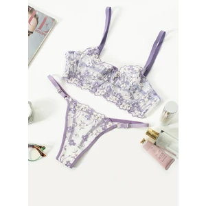 La Linaa Edna Çiçek Desenli Tanga Külotlu Sütyen Takım