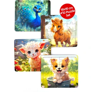 Çocuklar İçin Eğitici Ahşap Puzzle Yapboz Bultak 16 Parçalı 4’lü Set (2)