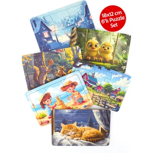 Çocuklar İçin Eğitici Ahşap Puzzle Yapboz Bultak 6 Parçalı 6’lı Set (5)