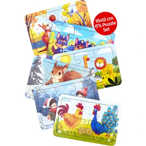 Çocuklar İçin Eğitici Ahşap Puzzle Yapboz Bultak 6 Parçalı 6’lı Set