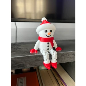 Şapkalı Kardan Adam Şeklinde Ayakları Hareketli Yılbaşı Süsü, Masa Süsü, Dekoratif Obje- 8  cm