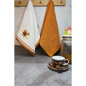2’li Mutfak Havlusu – Portakal & Tarçın Nakışlı Kurulama Bezleri - 40 x 60  cm