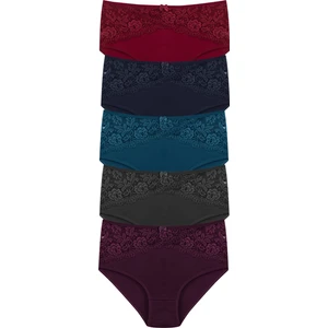 Hnx 5'li Önü Ters V Dantel Pamuklu Yüksek Bel Büyük Beden Kadın Külot