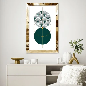 Zevahir Mobilya Dekorasyon Gümüş  Aynalı Pleksi Çerçeveli Soyut Konsept Yarım Daire  Tablo