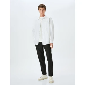 Beli Bağcıklı Cep Detaylı Viskon Karışımlı Slim Fit Pantolon