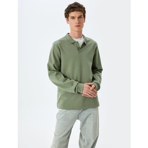 Pamuklu Interlok Kumaş Polo Yaka Sweatshirt