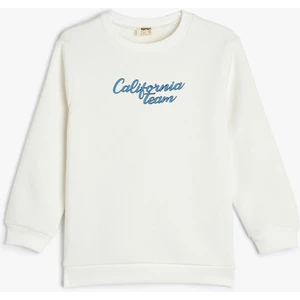Uzun Kollu Bisiklet Yaka Baskılı Pamuklu Sweatshirt