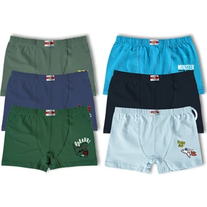 Hnx 6'lı Baskılı Pamuklu Boxer Erkek Çocuk Külot