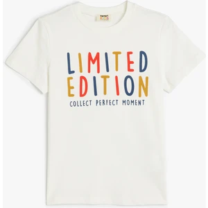 Basic T-Shirt Slogan Baskılı Kısa Kollu Bisiklet Yaka Pamuklu