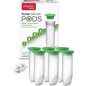 Baby™ Silikon Pods® Anne Sütü Saklama Kapları & Nurser Biberon Uyumlu - Doğrudan Sağım ve Saklama, Dondurucu Uyumlu, Anti-Kolik Tasarım, 178 Ml, 6'lı Paket, 3+ Ay, 2 Adet Pompa Adaptörü ile