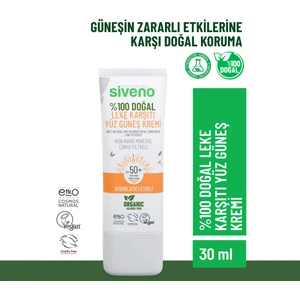 Doğal Yüz Güneş Kremi Aydınlatıcı Çinko Mineral Filtre UVA UVB SPF 50+ 30 ml